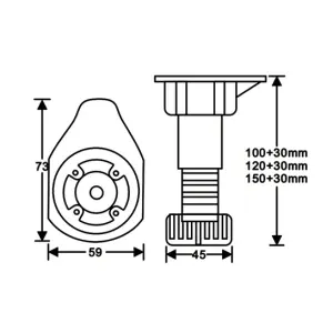 Brad Furniture Feet Black 100mm 4pcs