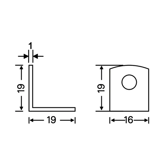 Brad L Bracket Sticker 19x19x16mm