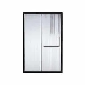 Cool Fluted Shower Door Matt Black
