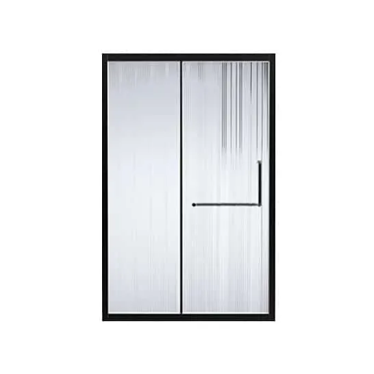 Cool Fluted Shower Door Matt Black