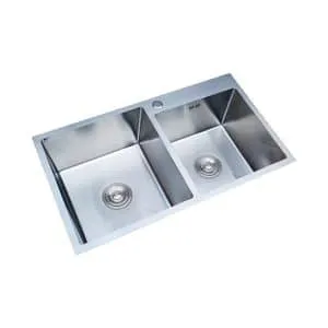 Brad Kitchen Hand Made Sink 2-Bowl (FLD8245) 820x450x220mm